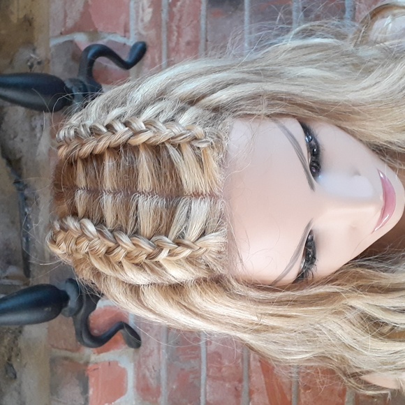 Long Two Toned Blonde W/ Braides Lacefront Wig - Picture 2 of 9